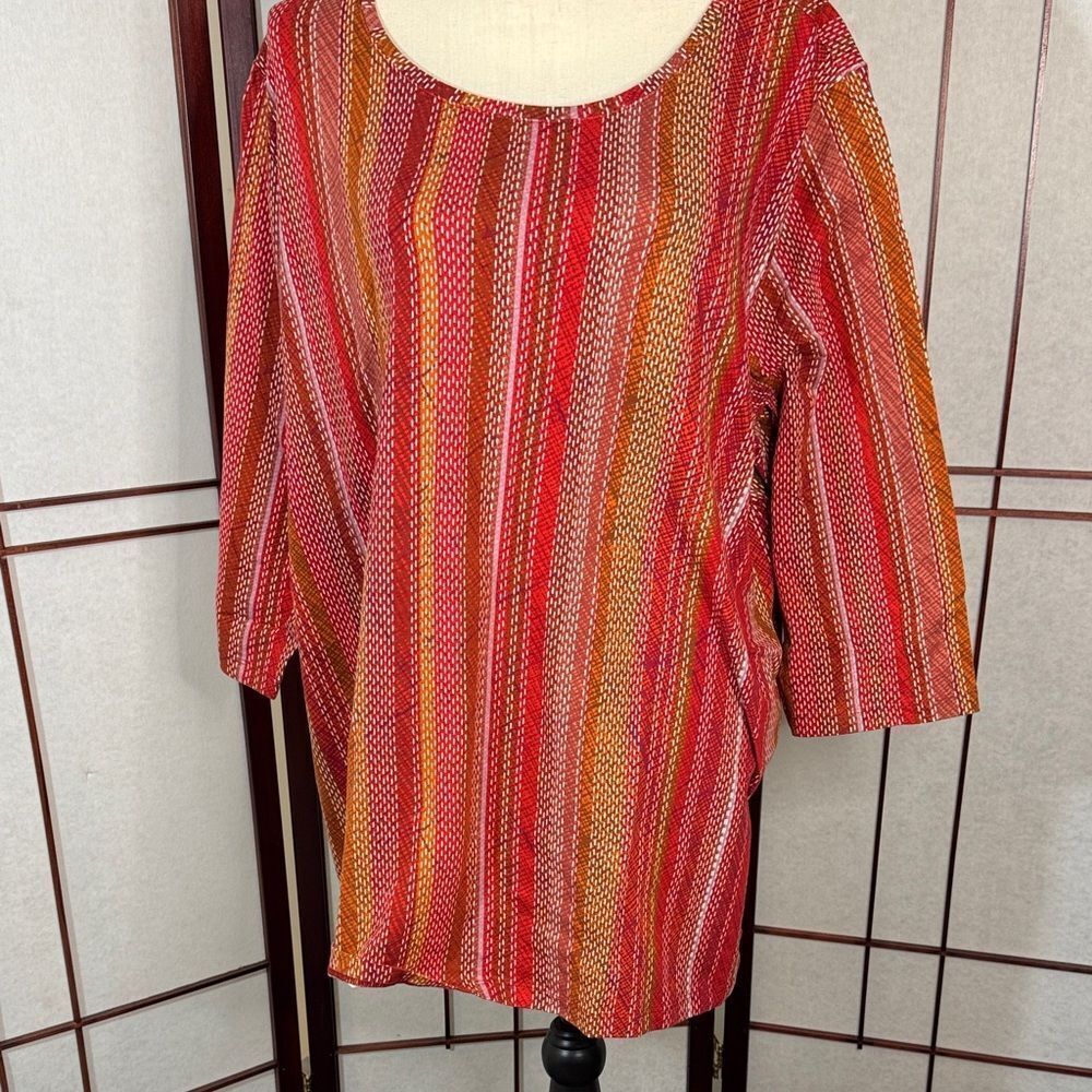 CJ Banks Multicolor Striped Long Sleeve Top